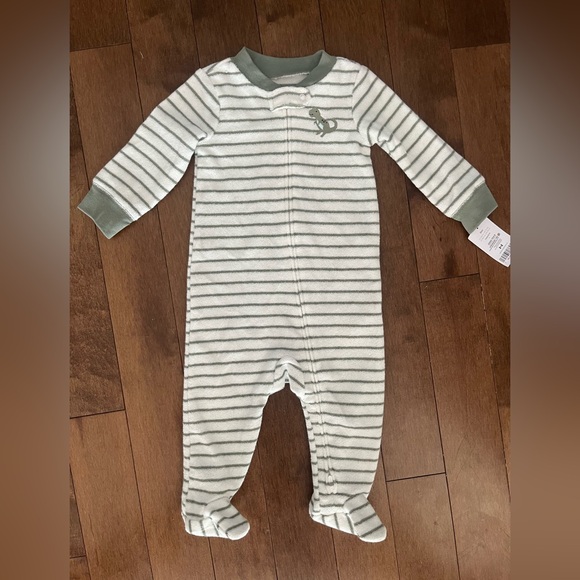Carter’s Dinosaur 2-Way Zip Terry Footie Sleep & Play Onesie Size 9M NWT - Picture 4 of 9